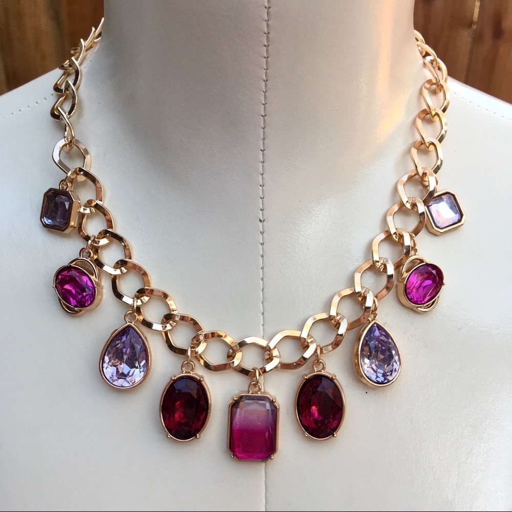 A NEW DAY faceted gems and gold statement necklace - Picture 3 of 3